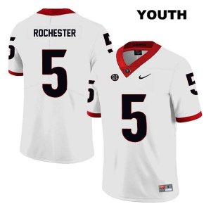 Youth Georgia Bulldogs NCAA #5 Julian Rochester Nike Stitched White Legend Authentic College Football Jersey HZF6454IE